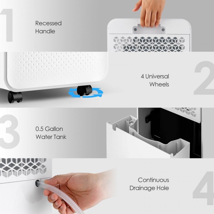 32 Pints 2000 Sq. Ft Dehumidifier for Home and Basements with 3-Color Digital Display-White