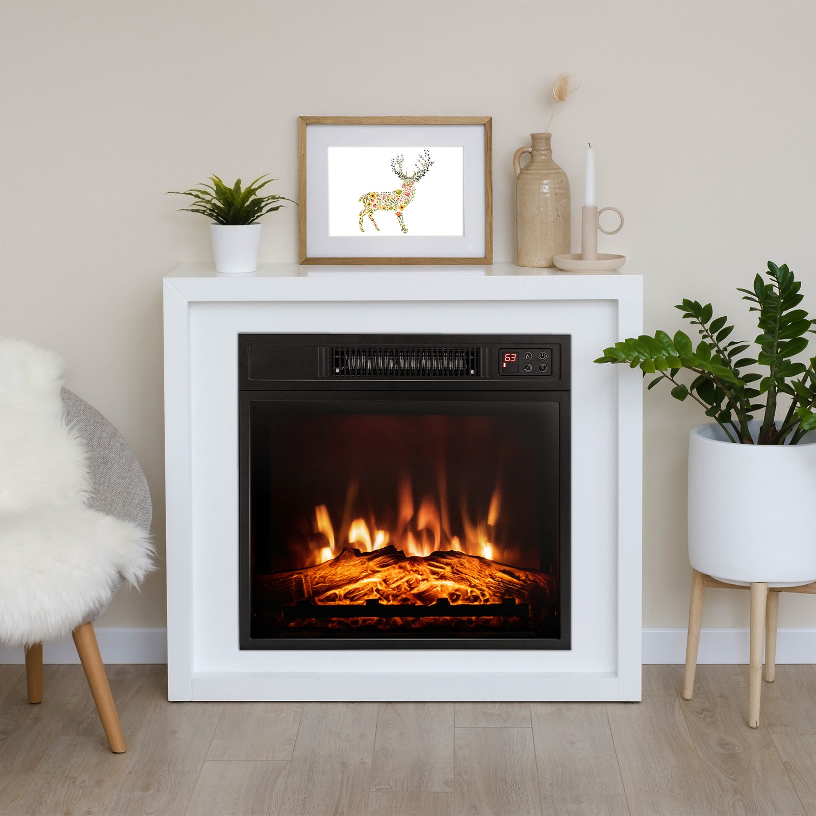 18 Inch Electric Fireplace Inserted with Adjustable LED FlameÂ
