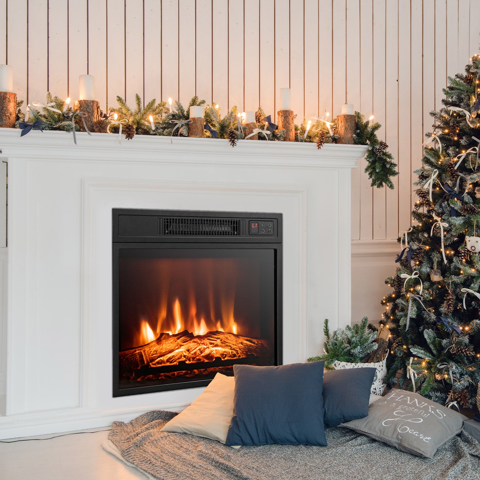 18 Inch Electric Fireplace Inserted with Adjustable LED FlameÂ