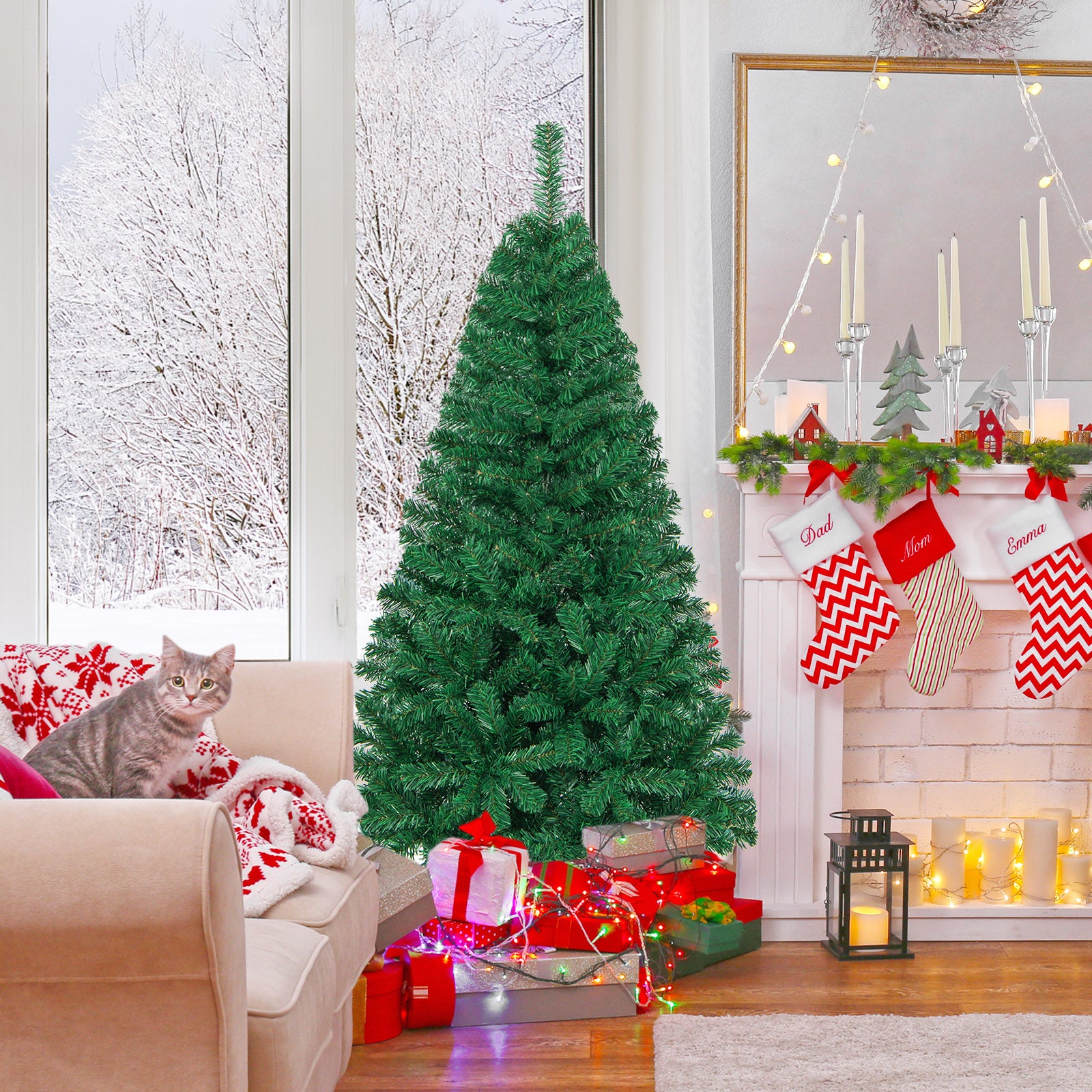 Artificial PVC Hinged Christmas Tree with Solid Metal Stand-5 ftÂ