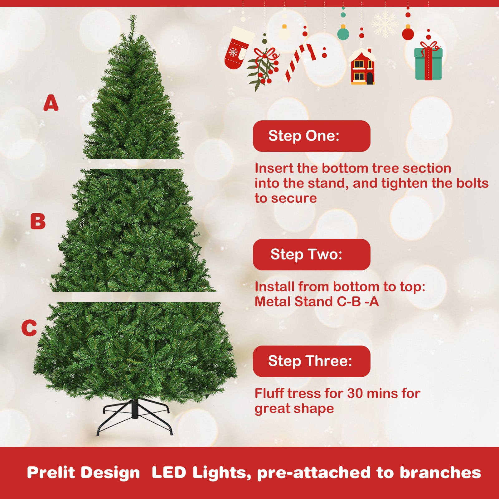 Artificial Premium Hinged Christmas Tree-8 ftÂ