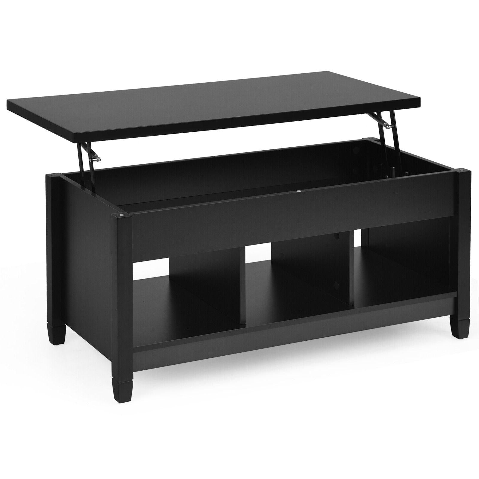 Lift Top Coffee Table with Storage Lower Shelf-BlackÂ