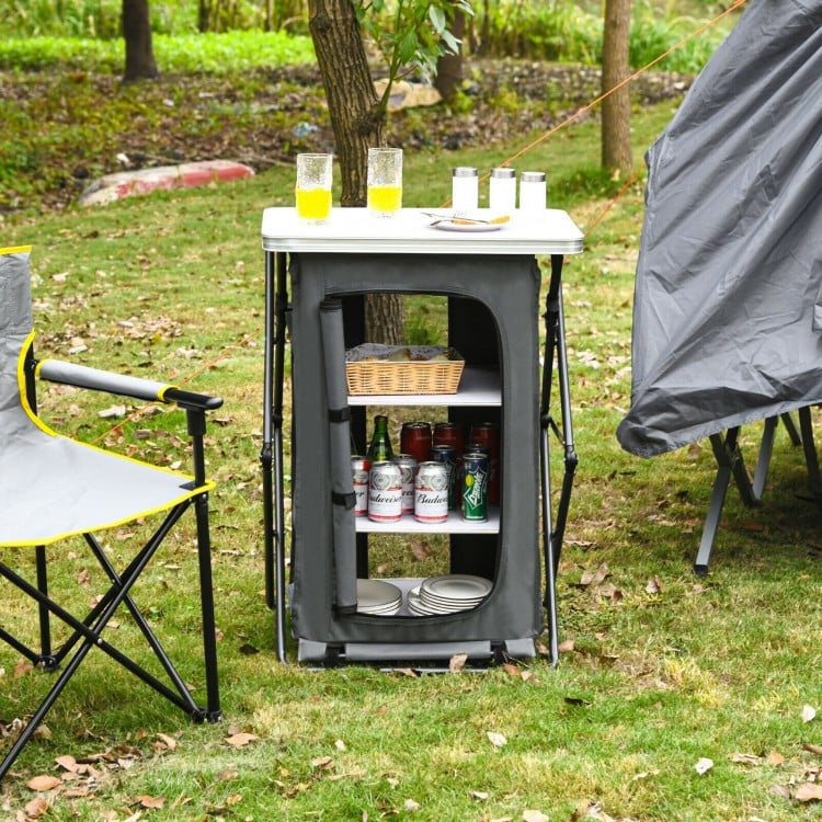 Folding Pop-Up Cupboard Compact Camping Storage Cabinet with Bag-M