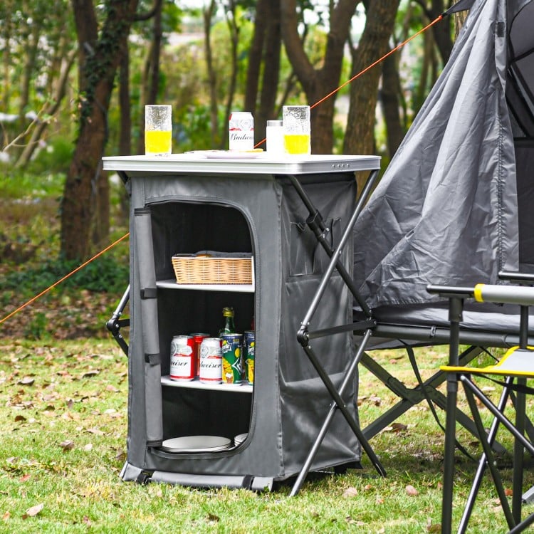 Folding Pop-Up Cupboard Compact Camping Storage Cabinet with Bag-M