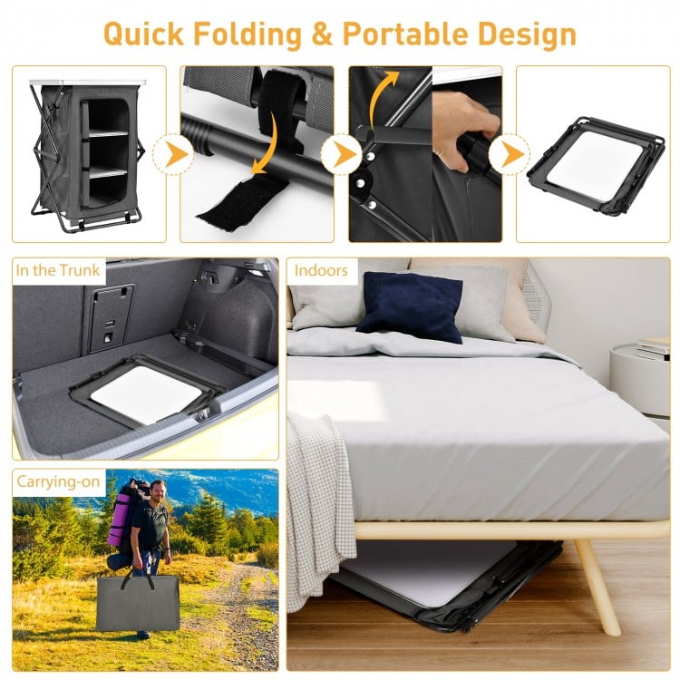 Folding Pop-Up Cupboard Compact Camping Storage Cabinet with Bag-M