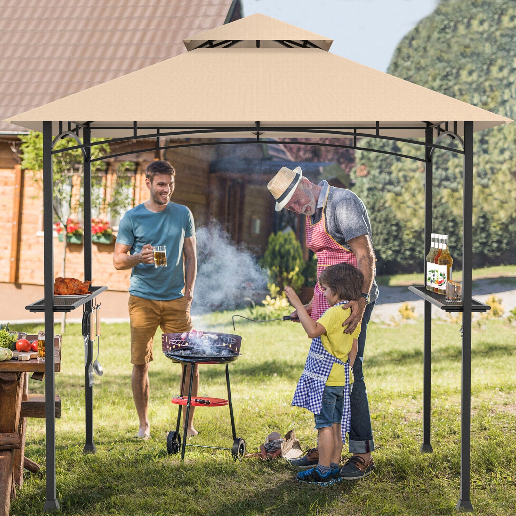 8 x 5 Feet Outdoor Barbecue Grill Gazebo Canopy Tent BBQ ShelterÂ