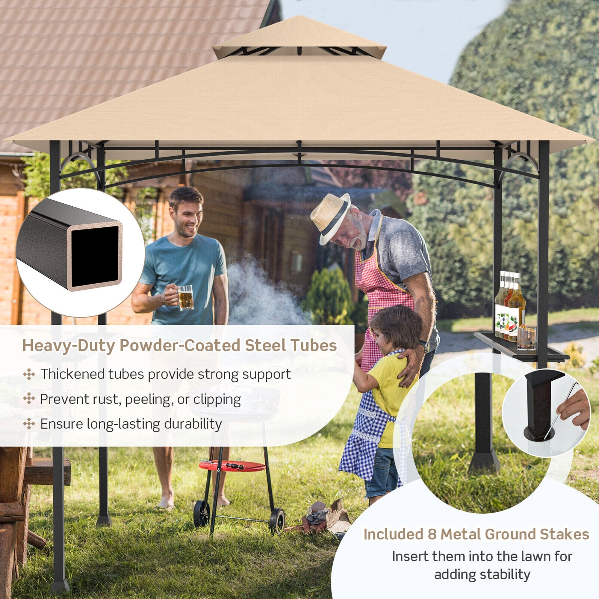 8 x 5 Feet Outdoor Barbecue Grill Gazebo Canopy Tent BBQ ShelterÂ