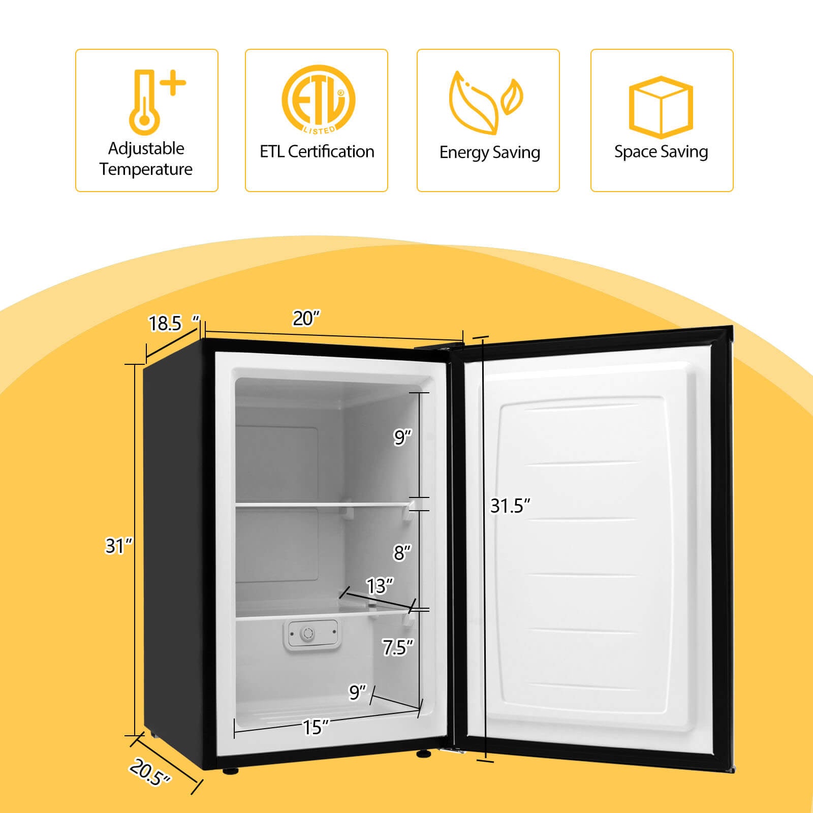 3 Cubic Feet Compact Upright Freezer with Stainless Steel DoorÂ