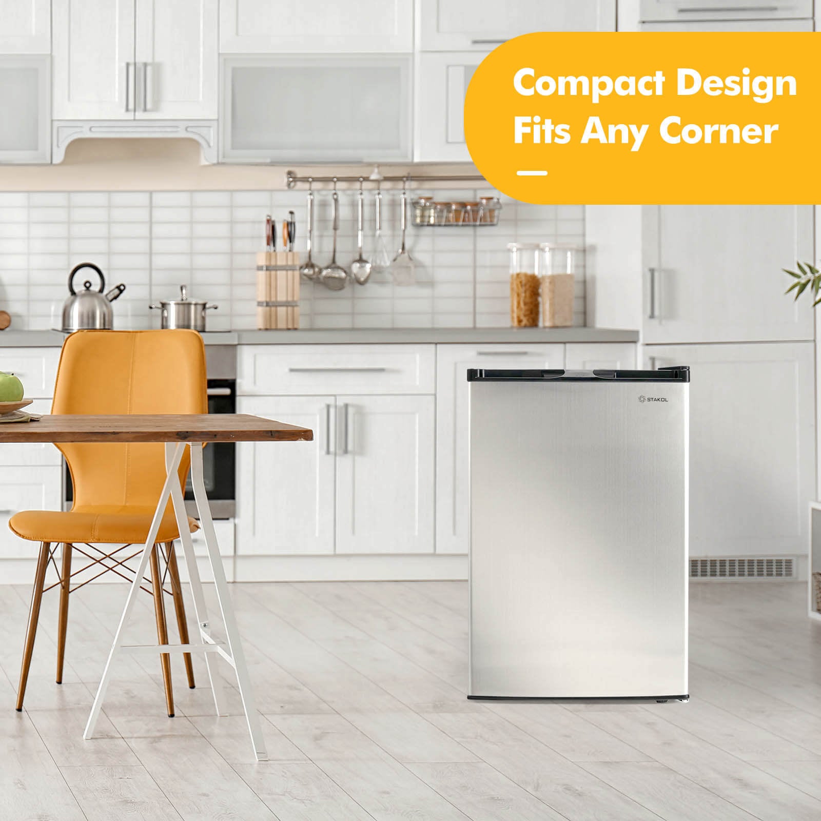 3 Cubic Feet Compact Upright Freezer with Stainless Steel DoorÂ