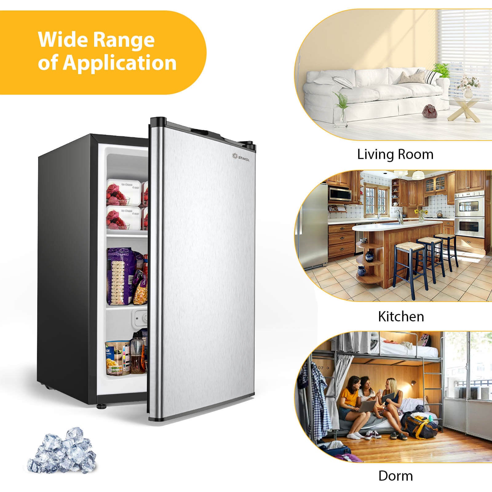 3 Cubic Feet Compact Upright Freezer with Stainless Steel DoorÂ