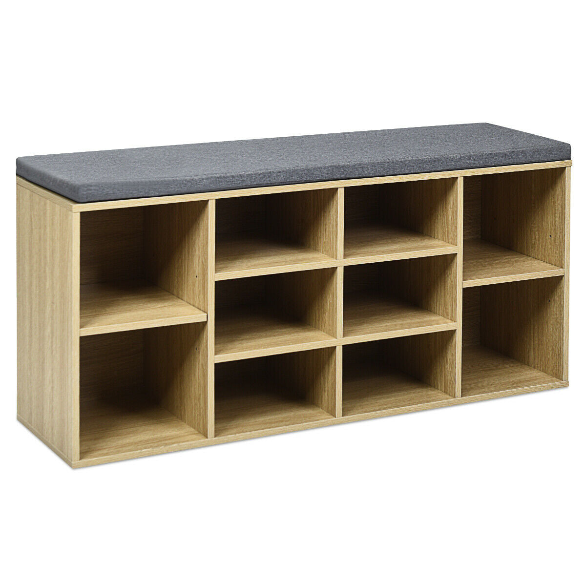 10-Cube Organizer Entryway Padded Shoe Storage Bench-BeigeÂ