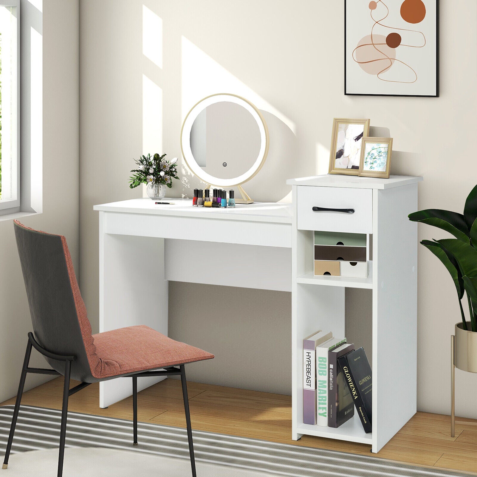 Computer Desk PC Laptop Table with Drawer and Shelf-WhiteÂ