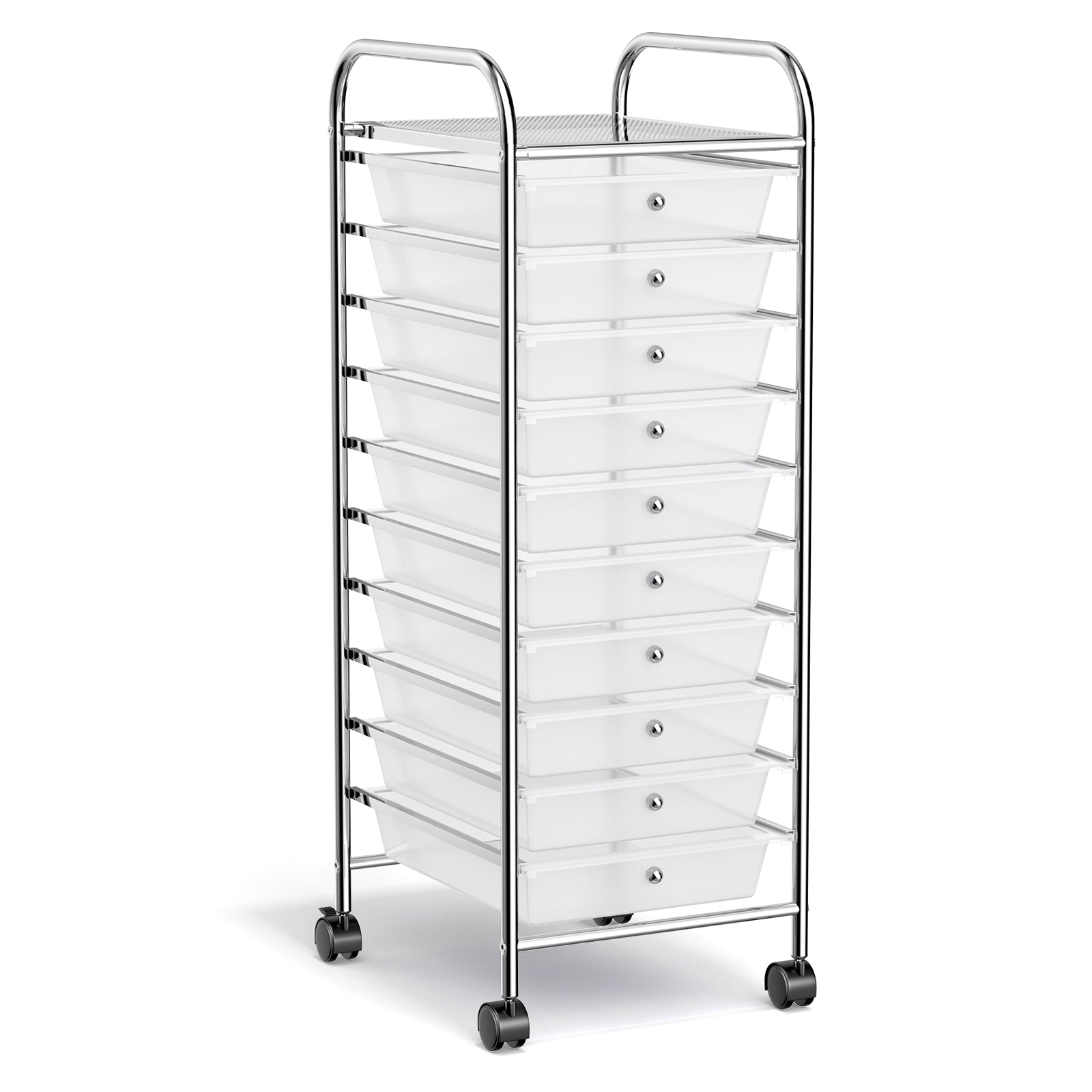 10 Drawer Rolling Storage Cart Organizer with 4 Universal Casters-TransparentÂ
