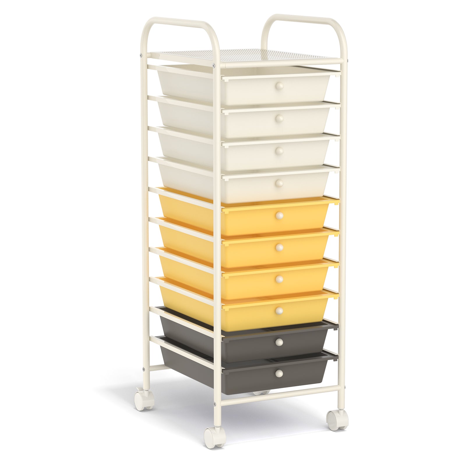 10 Drawer Rolling Storage Cart Organizer with 4 Universal Casters-YellowÂ