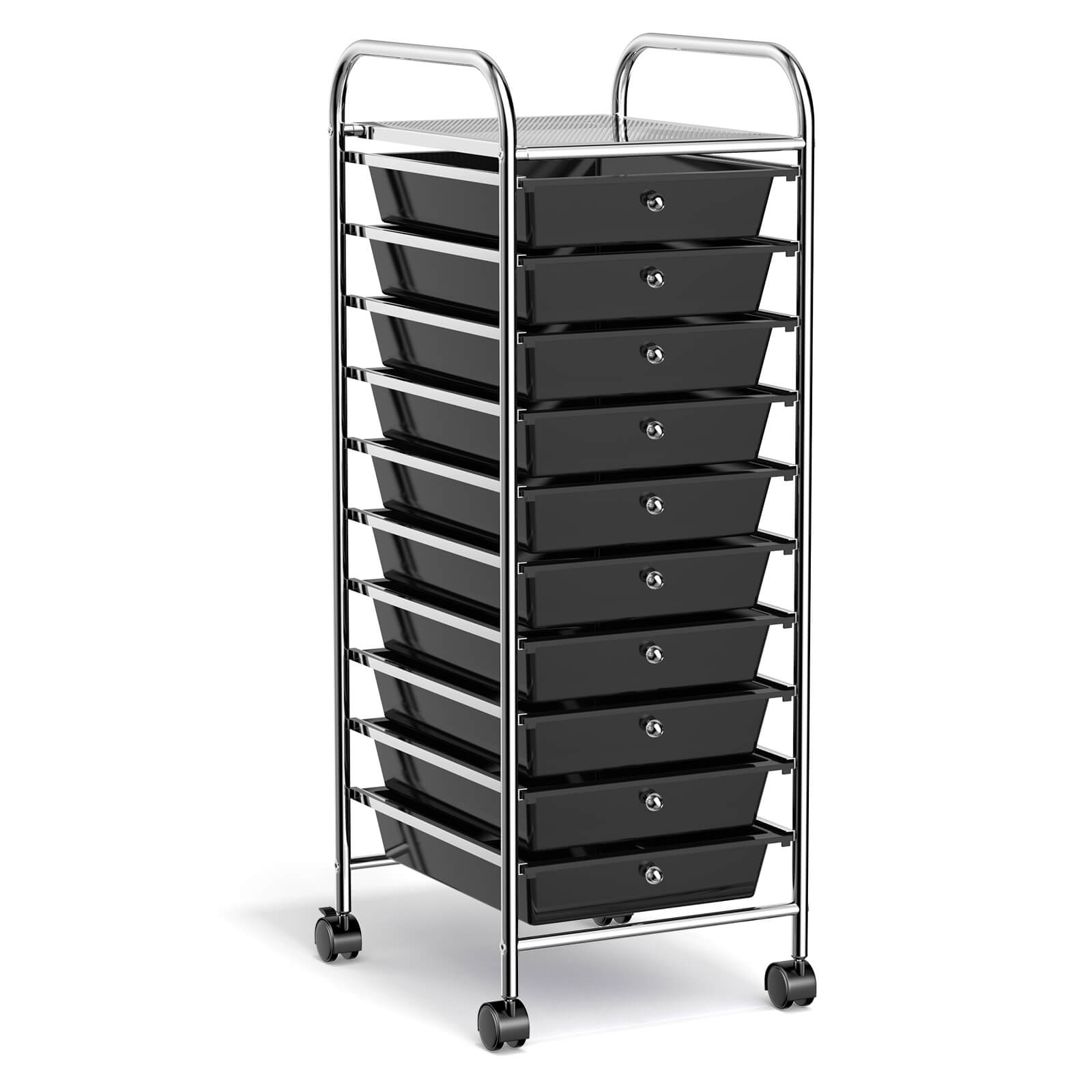 10 Drawer Rolling Storage Cart Organizer with 4 Universal Casters-BlackÂ