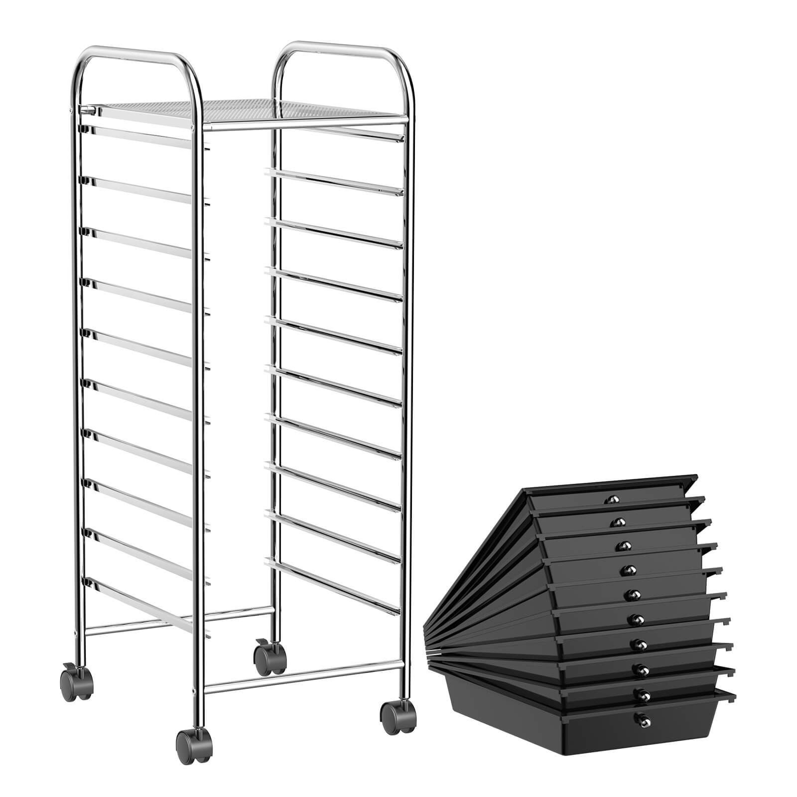 10 Drawer Rolling Storage Cart Organizer with 4 Universal Casters-BlackÂ