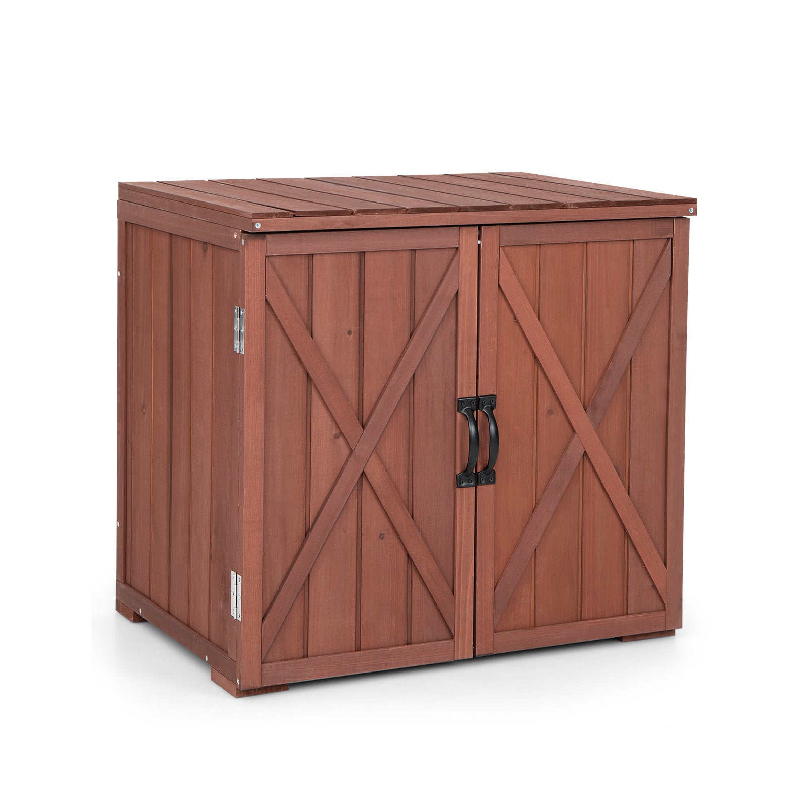 2.5 x 2 Feet Outdoor Wooden Storage Cabinet with Double Doors-BrownÂ