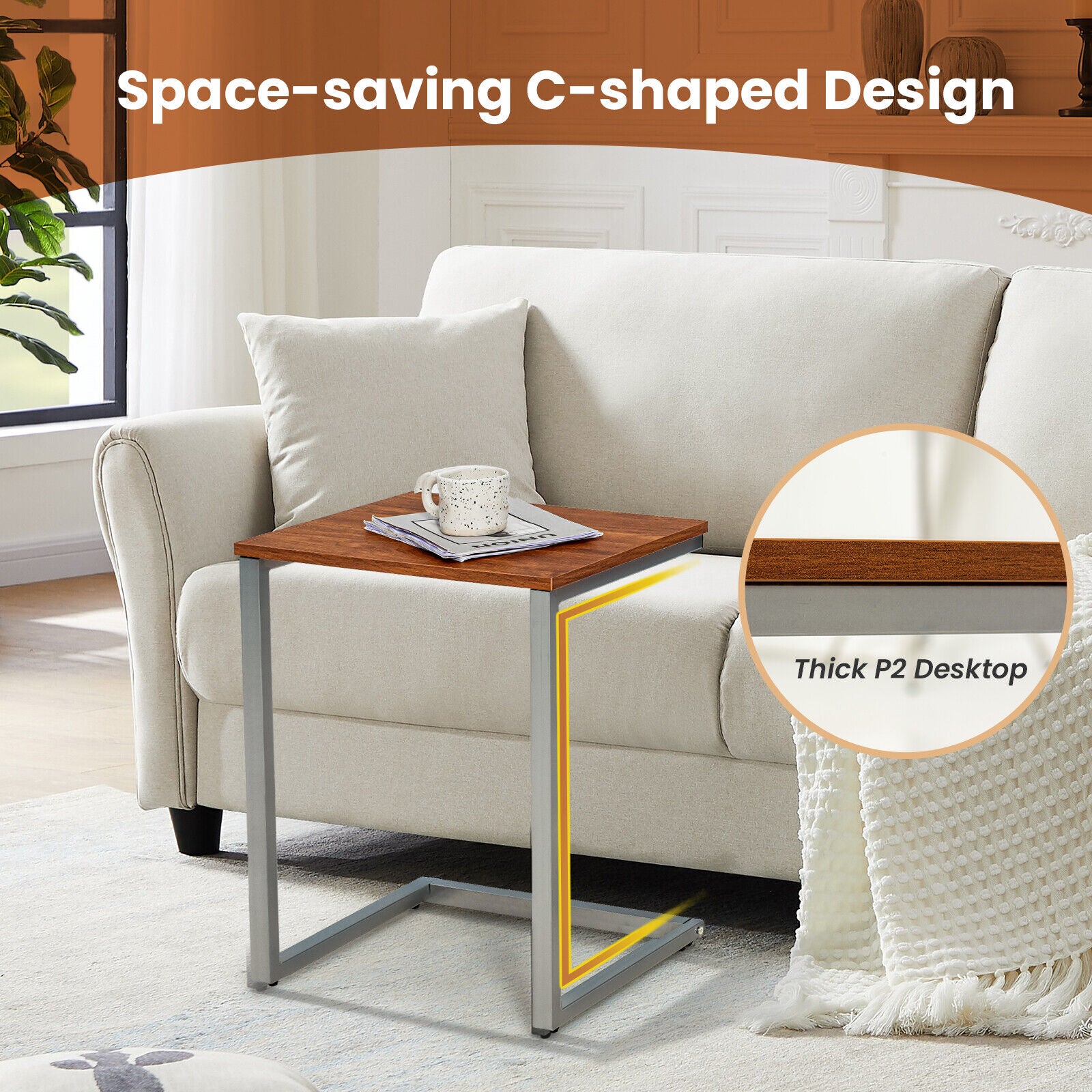 3 Pieces Multifunctional Coffee End Table Set-BrownÂ