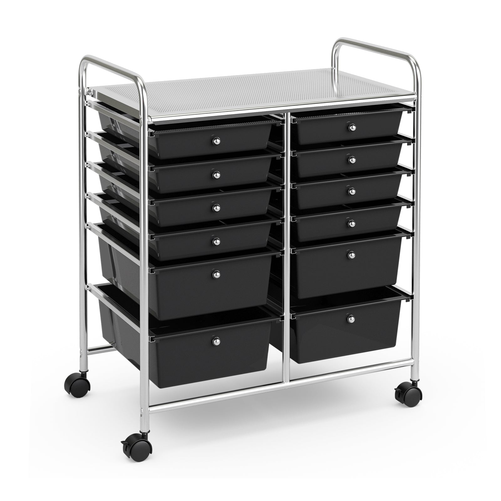 12 Storage Drawer Organizer Bins Rolling Cart-BlackÂ