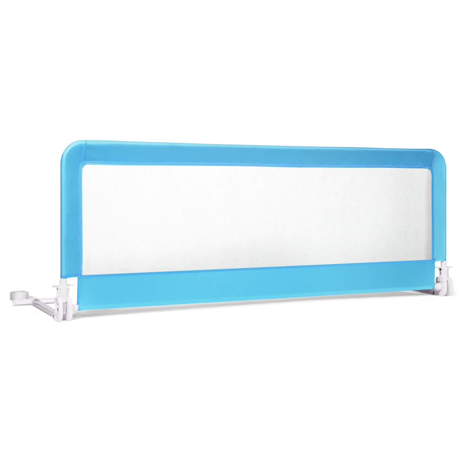 59 Inch Extra Long Folding Breathable Baby Children Toddlers Bed Rail Guard with Safety Strap-BlueÂ