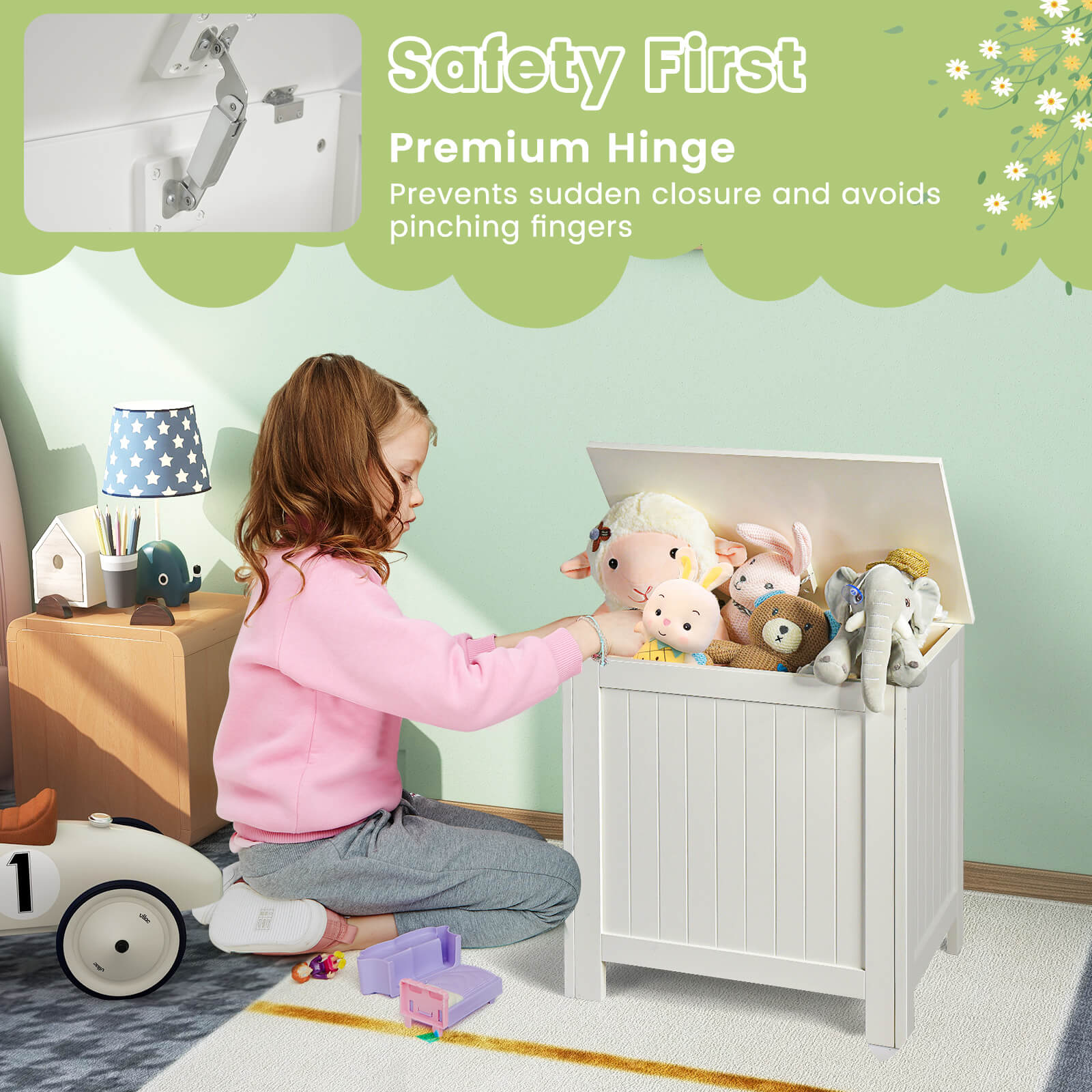 Wooden Toy Box Kids Storage Chest OrganizerÂ