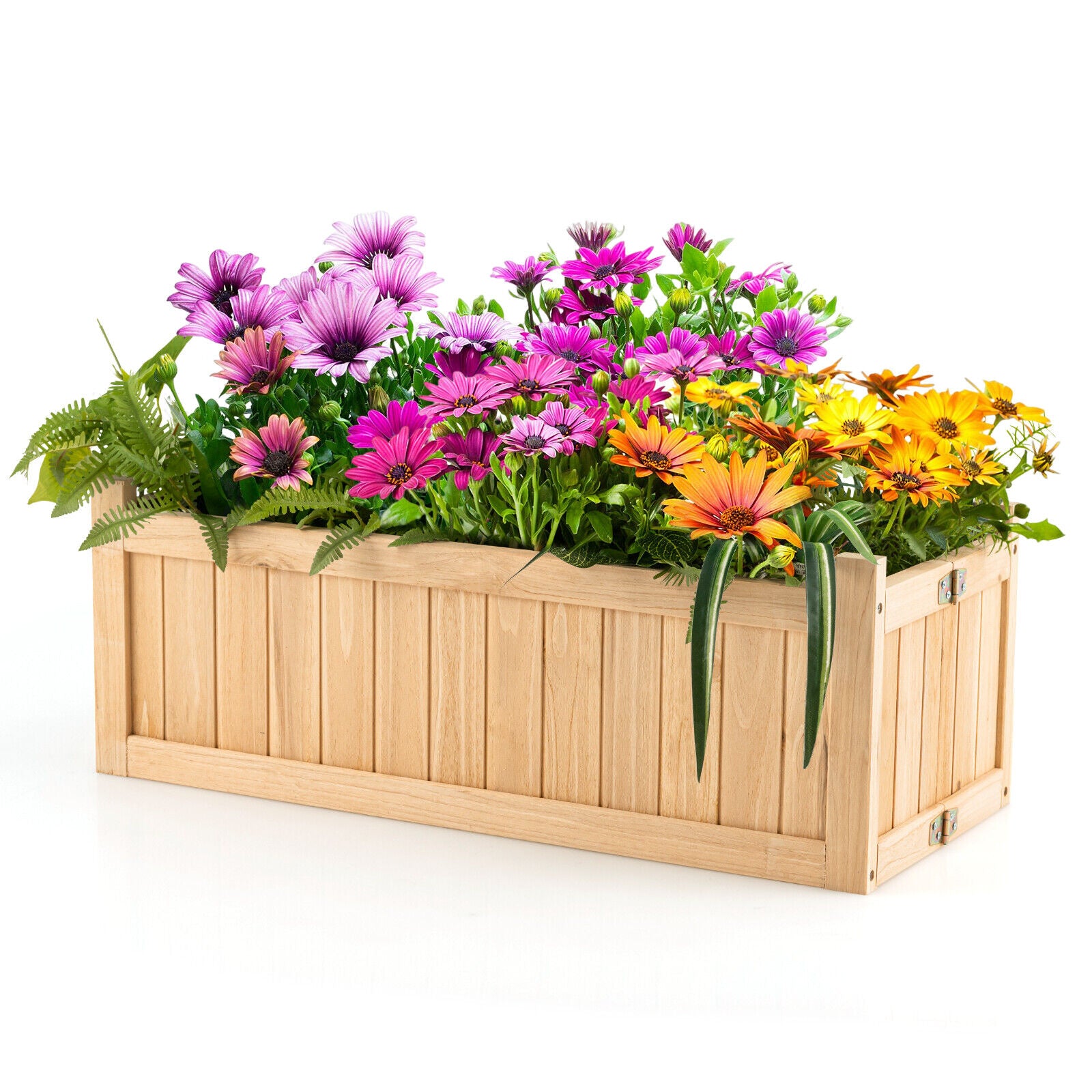 Folding Wooden Raised Garden Bed with Removable Bottom for Herbs Fruits FlowersÂ
