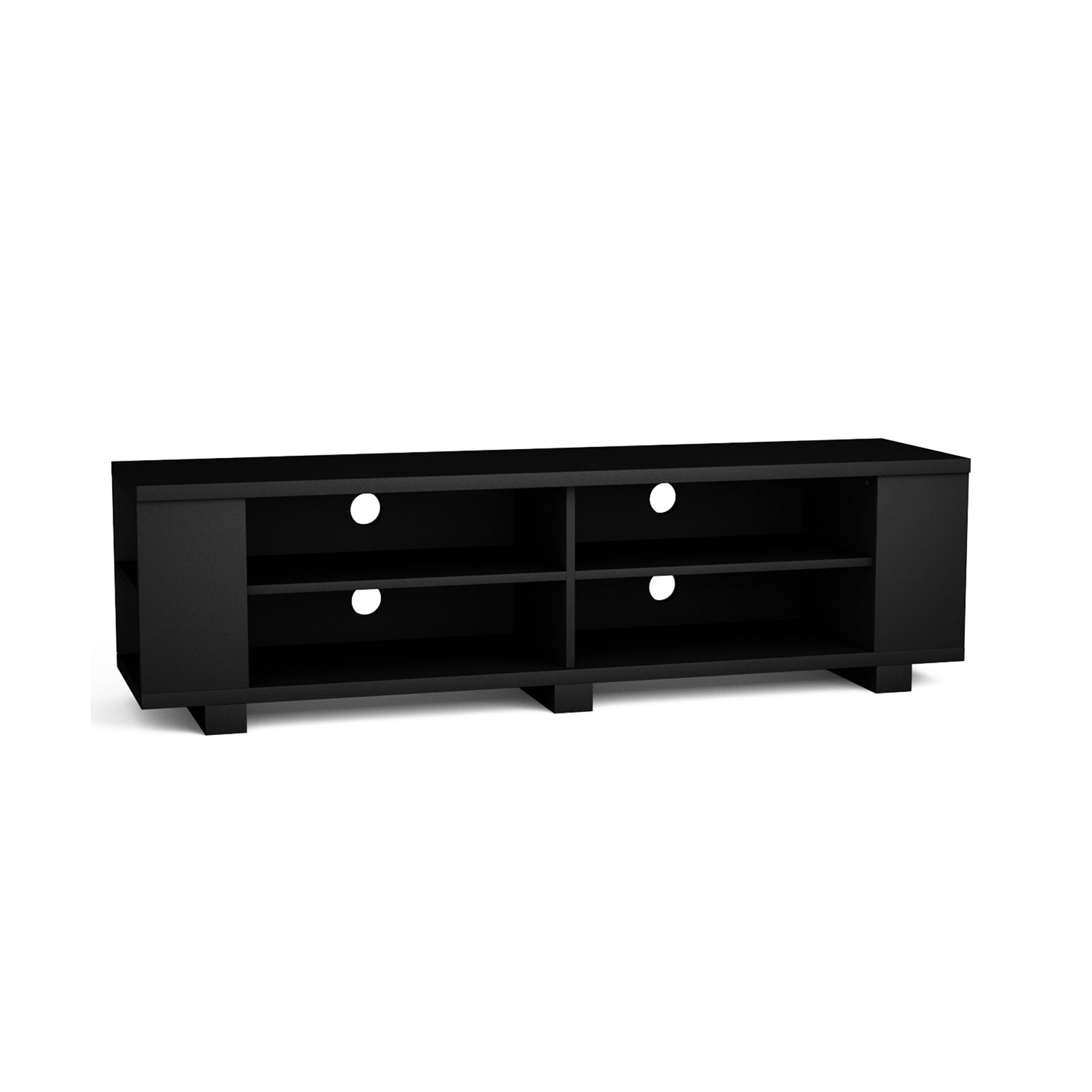 59 Inch Console Storage Entertainment Media Wood TV Stand-BlackÂ