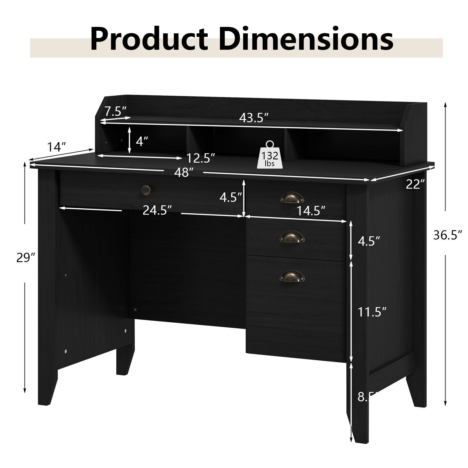 PC Laptop Writing Computer Desk -BlackÂ