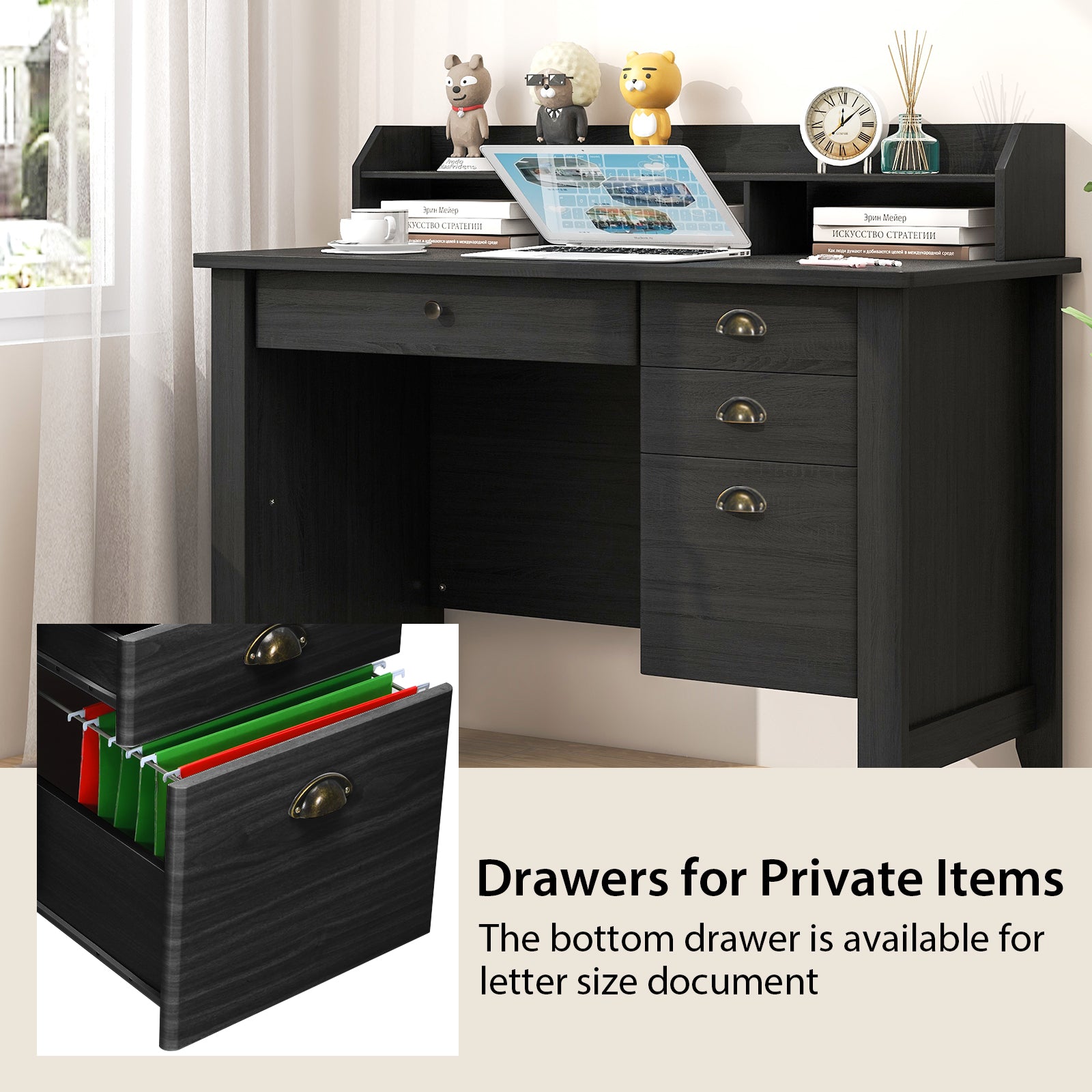 PC Laptop Writing Computer Desk -BlackÂ