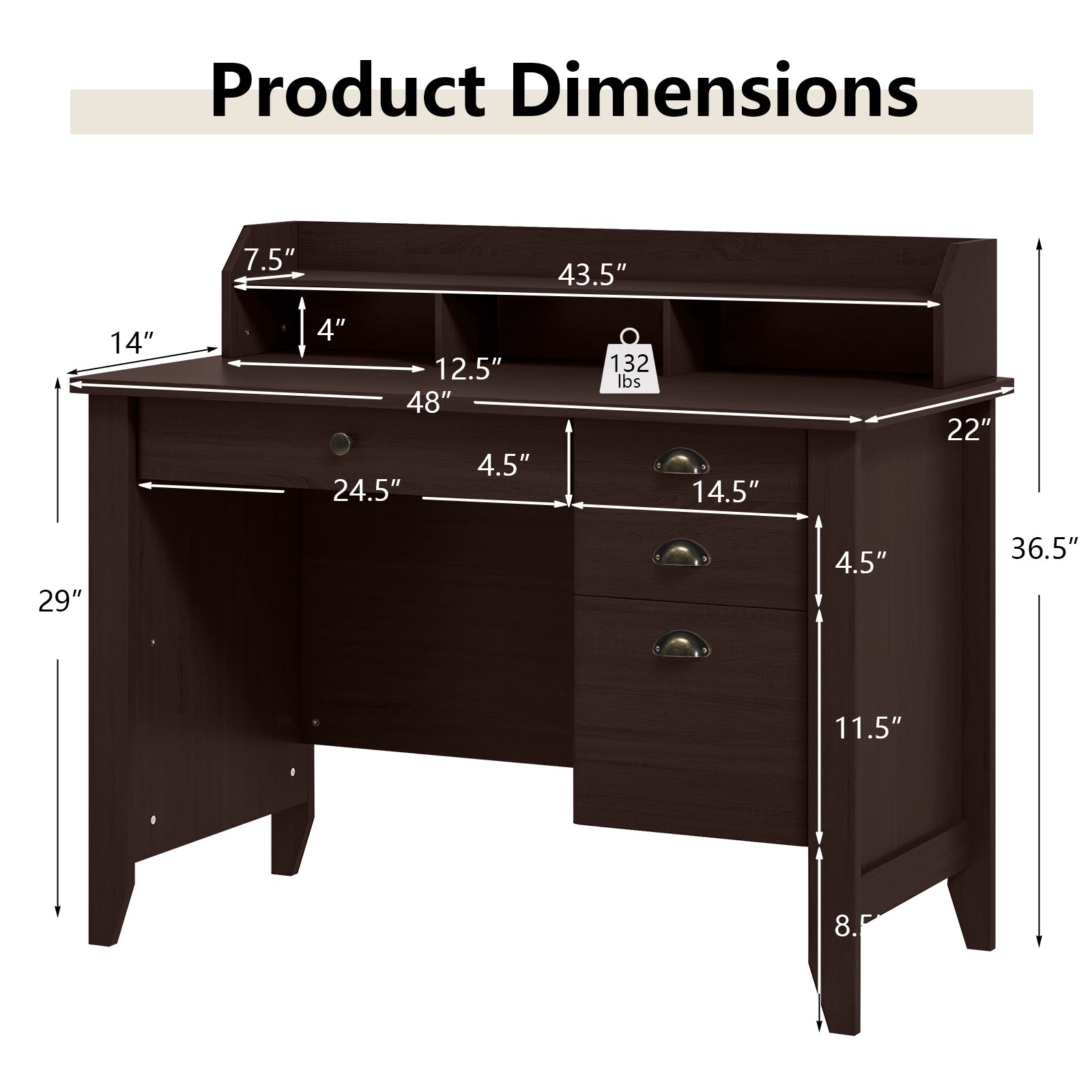 PC Laptop Writing Computer Desk -BrownÂ