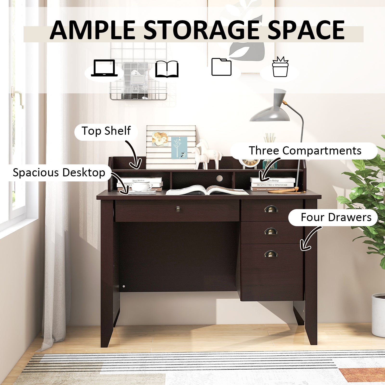 PC Laptop Writing Computer Desk -BrownÂ