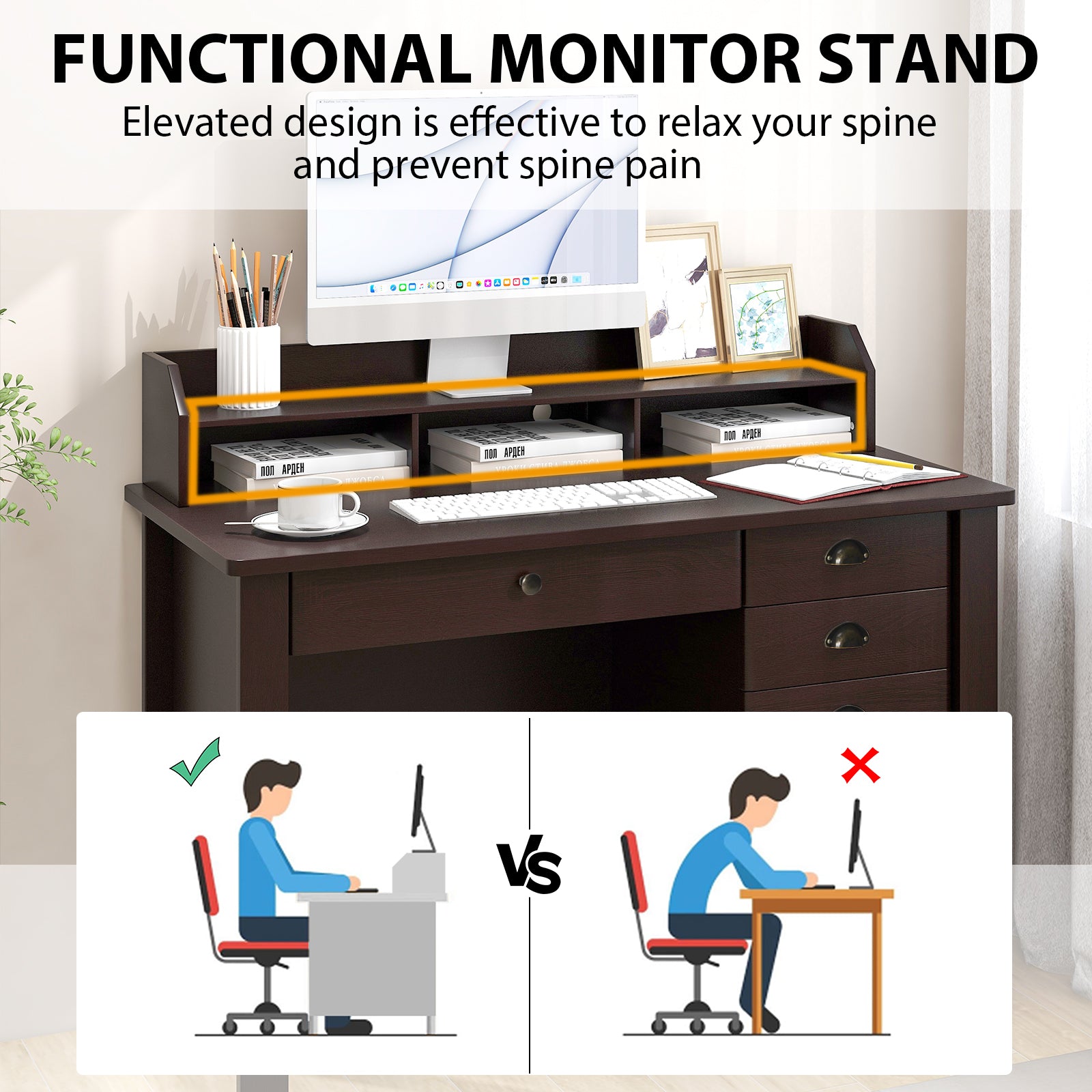 PC Laptop Writing Computer Desk -BrownÂ