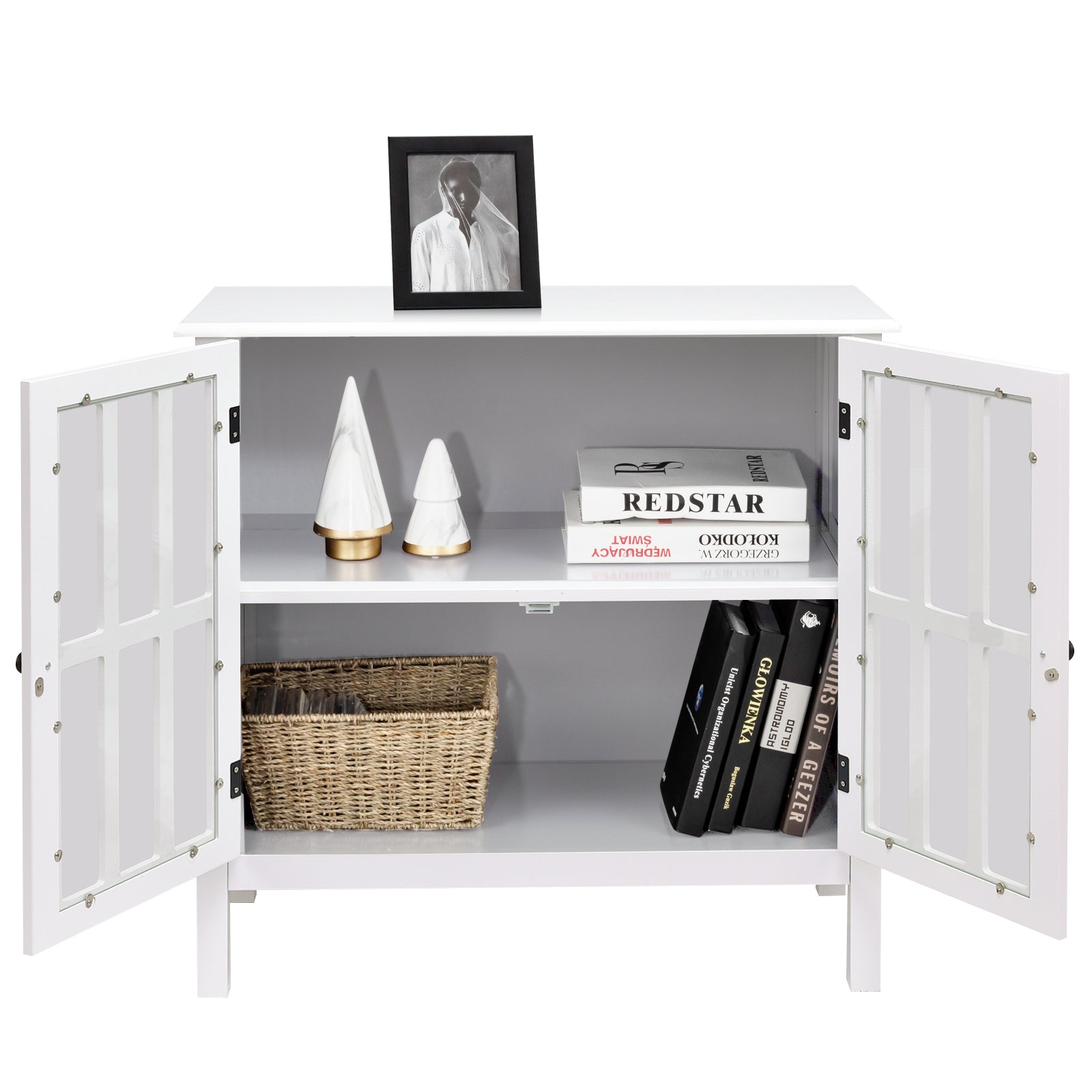 Glass Door Sideboard Console Storage Buffet CabinetÂ