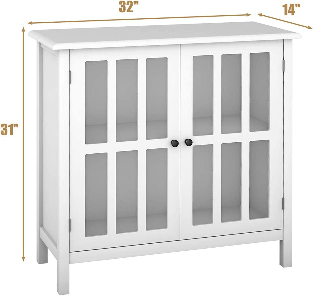 Glass Door Sideboard Console Storage Buffet CabinetÂ