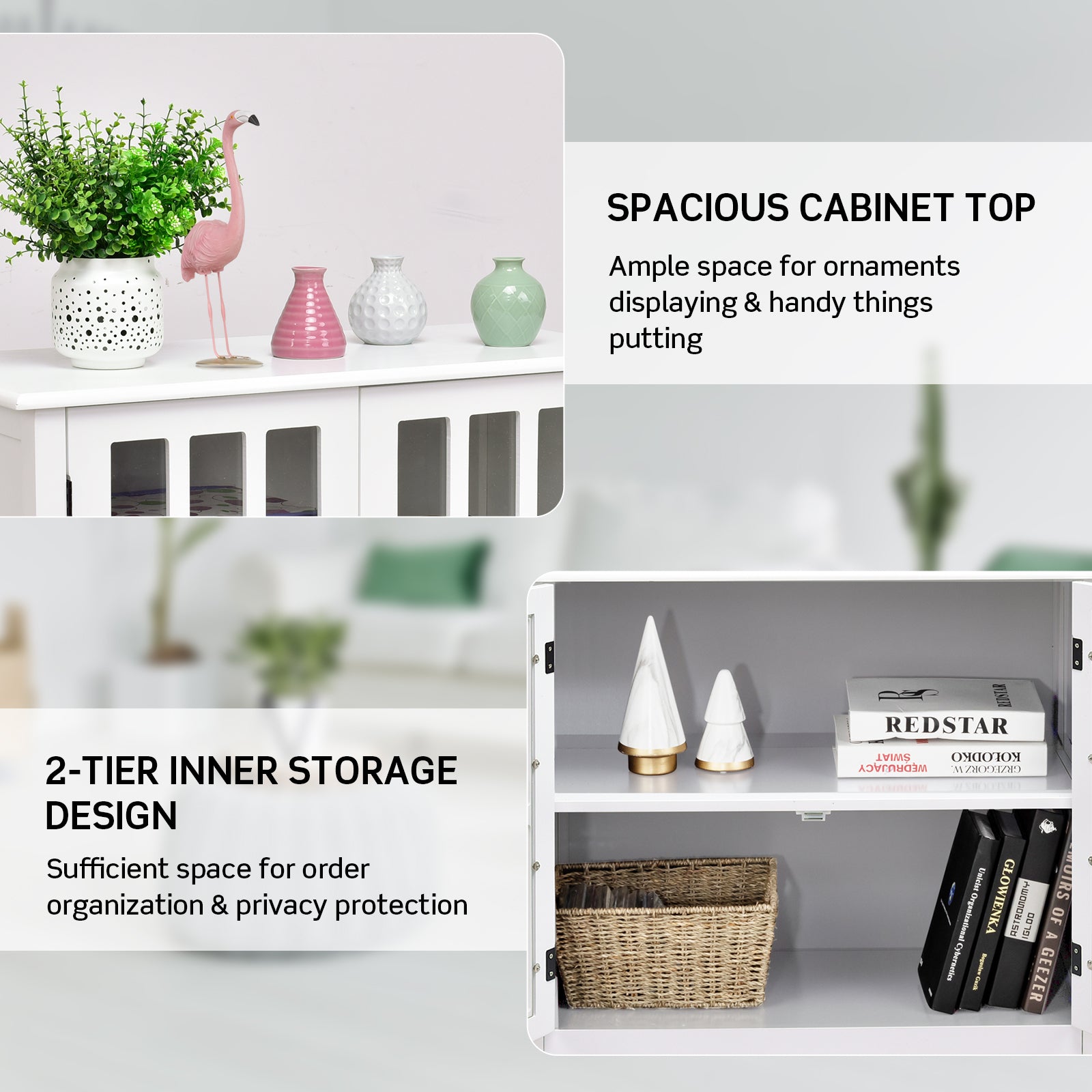 Glass Door Sideboard Console Storage Buffet CabinetÂ