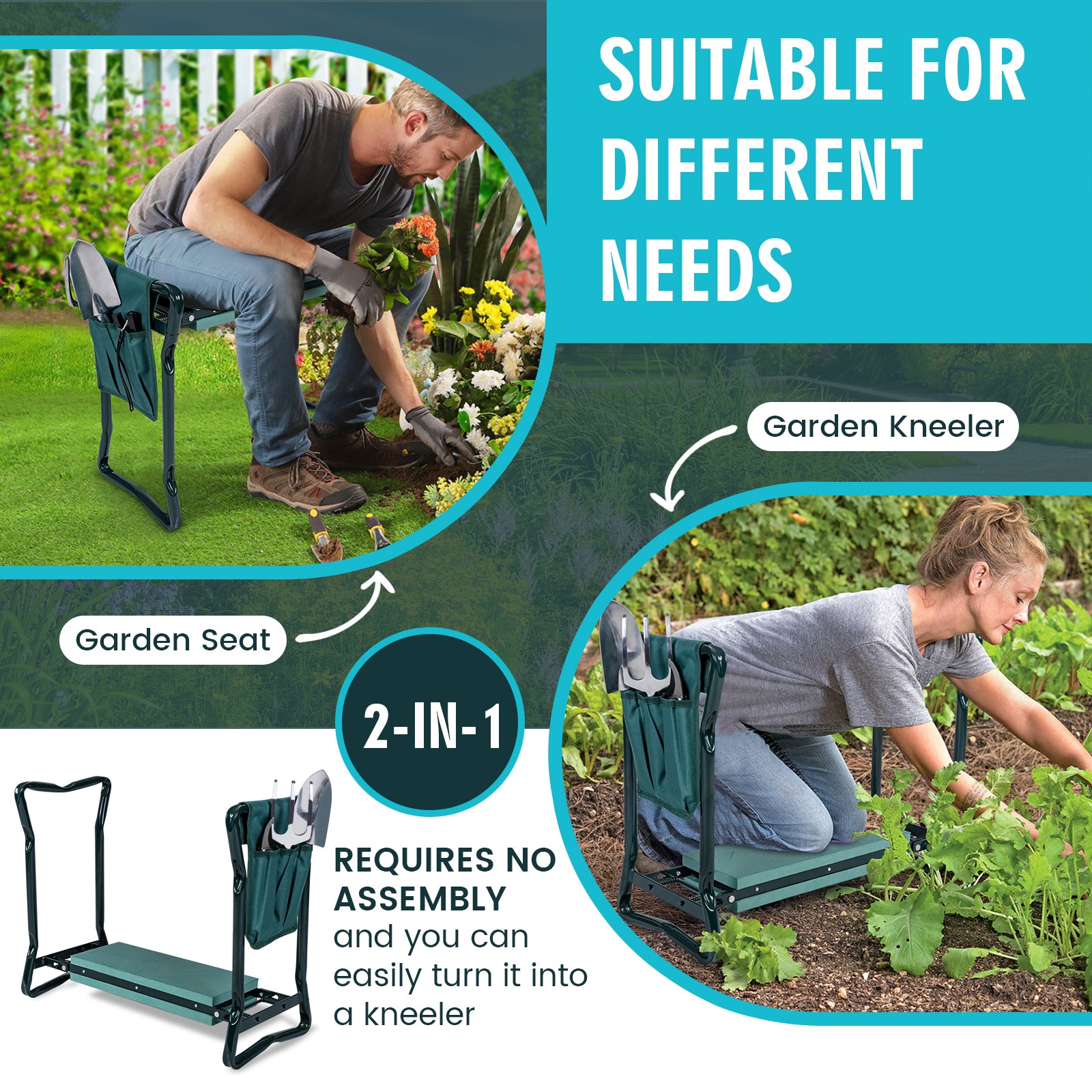 Folding Sturdy Garden Kneeler Pad and Cushion SeatÂ