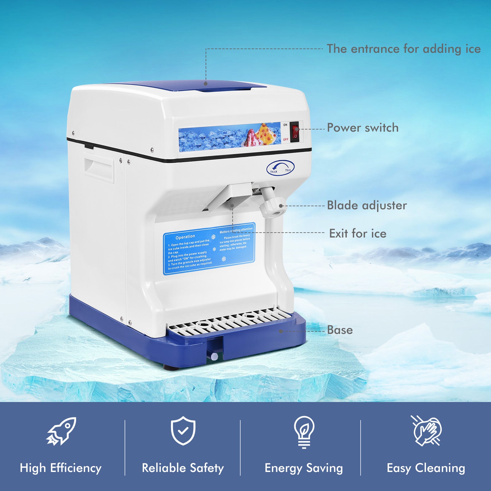 Efficient Electric Ice Shaver Machine with Low NoiseÂ
