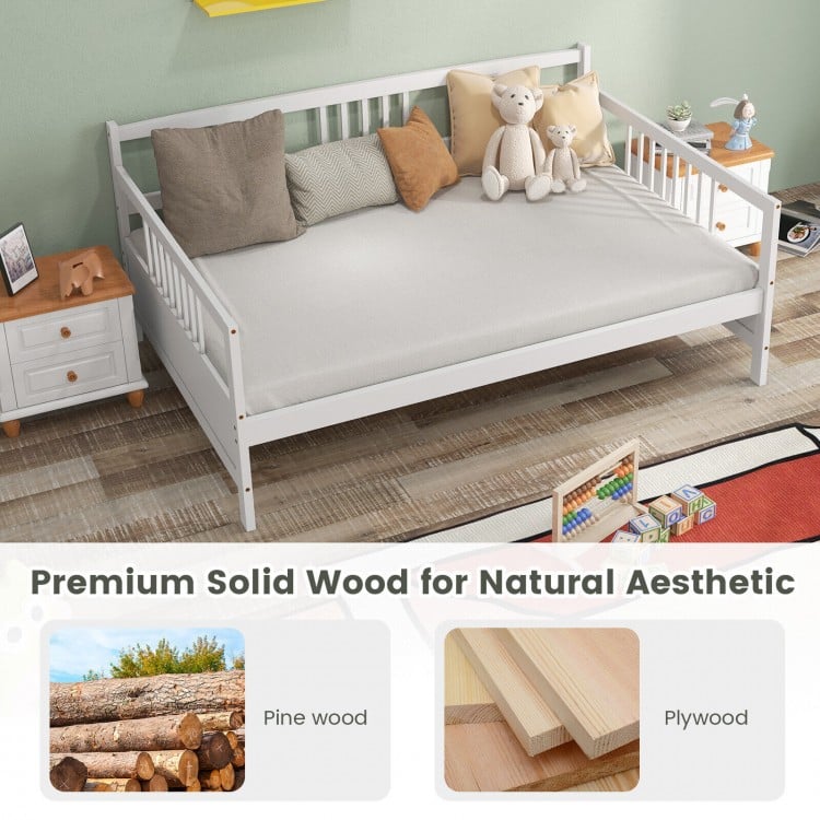Full Size Daybed Frame with Guardrails-White