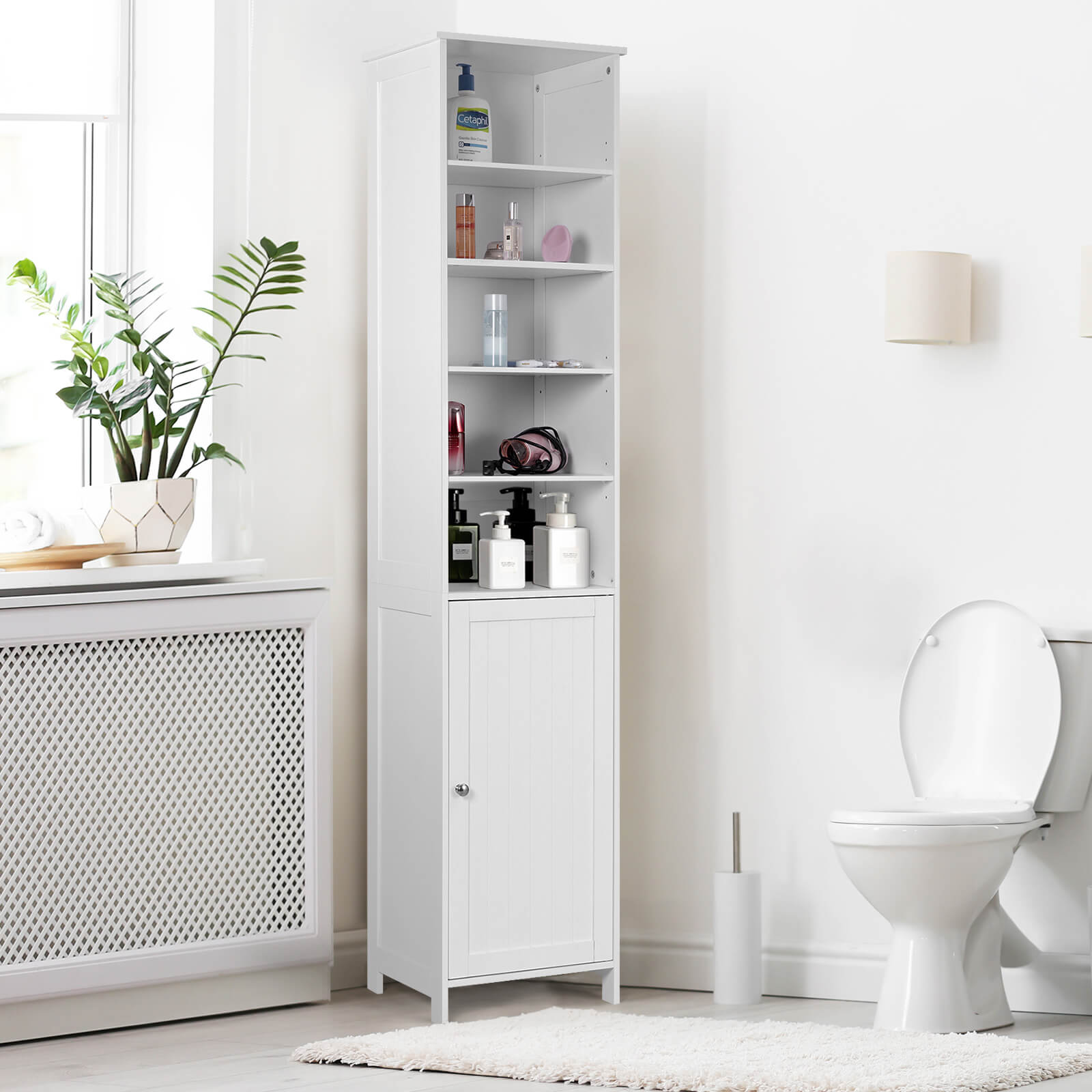 72 Inches Free Standing Tall Floor Bathroom Storage Cabinet-WhiteÂ