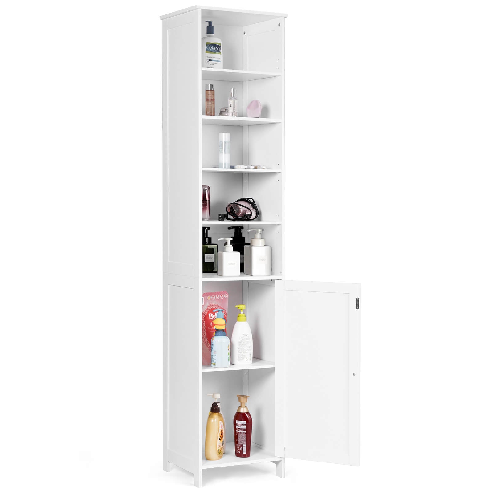 72 Inches Free Standing Tall Floor Bathroom Storage Cabinet-WhiteÂ