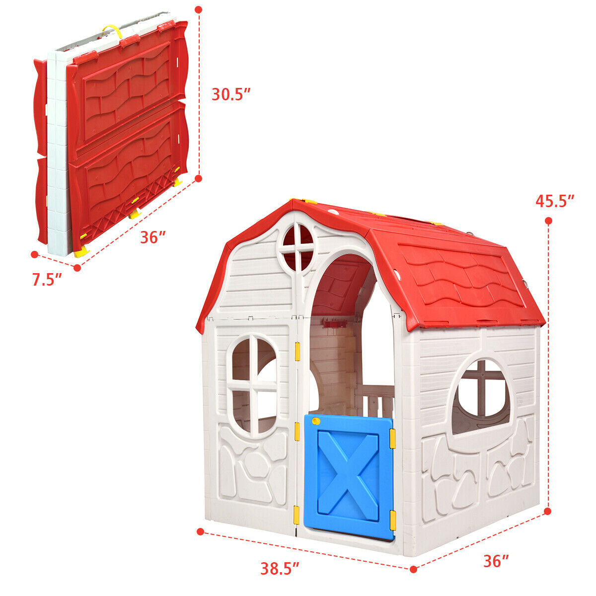 Kids Cottage Playhouse Foldable Plastic Indoor Outdoor ToyÂ