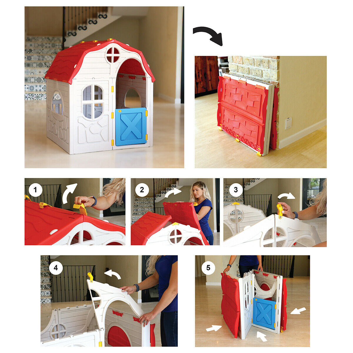 Kids Cottage Playhouse Foldable Plastic Indoor Outdoor ToyÂ