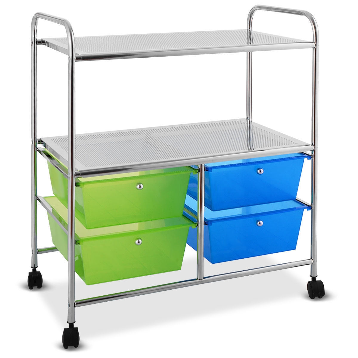 4 Drawers Rolling Storage Cart-Blue & GreenÂ