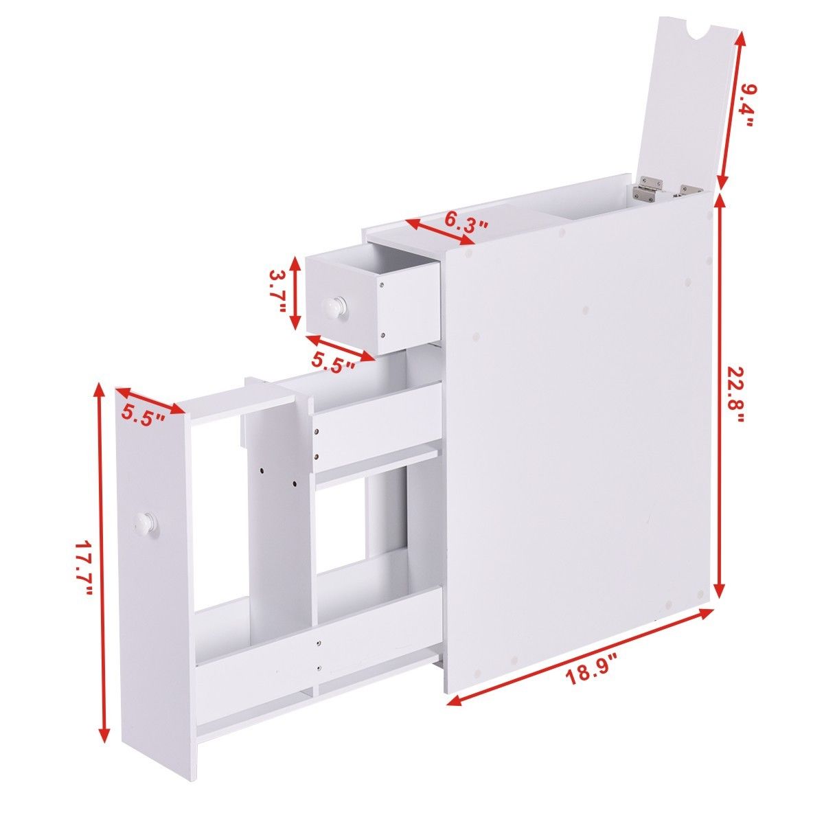White Bathroom Cabinet Space Saver Storage Organizer-WhiteÂ