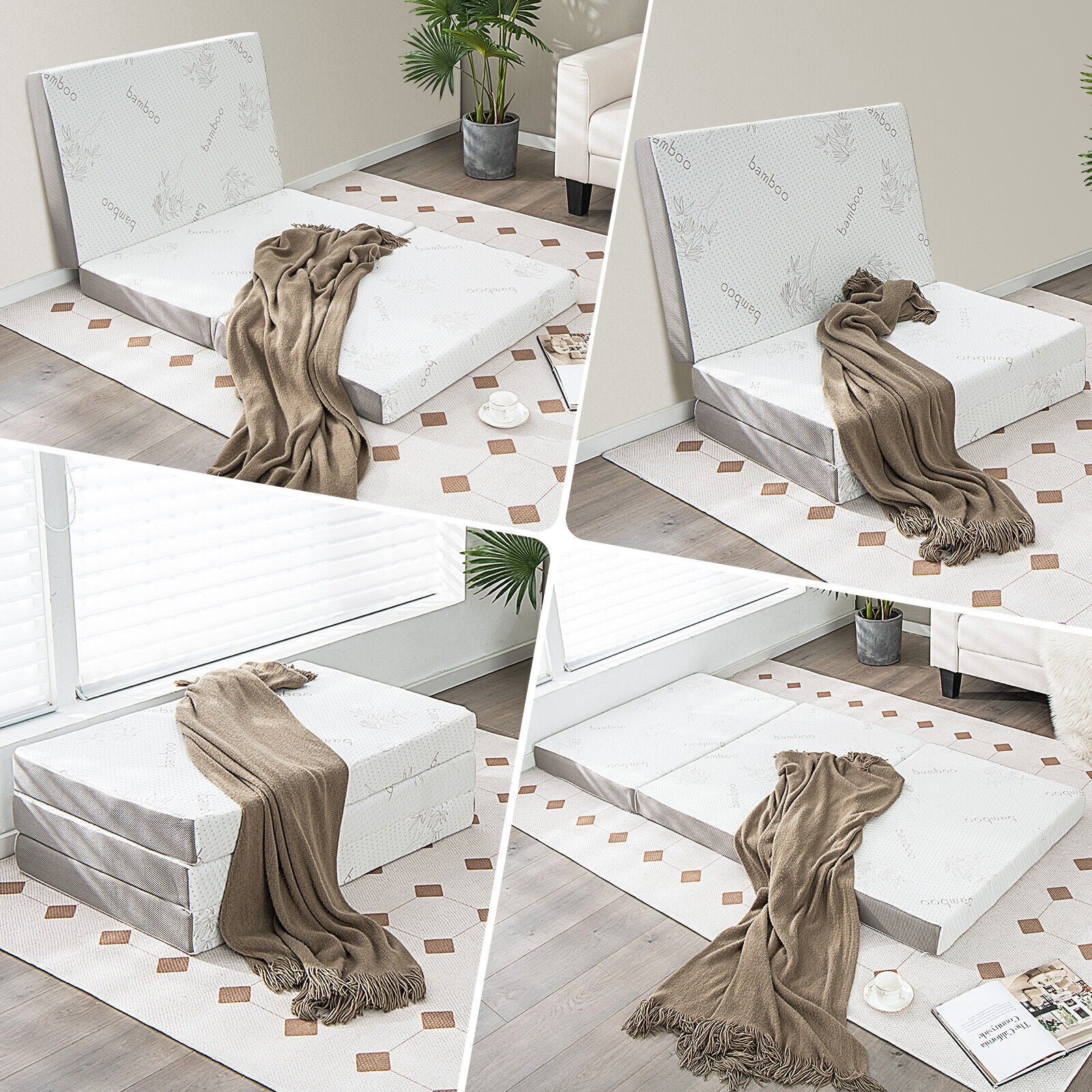 4 Inch Tri-fold Cool Gel Memory Foam Mattress-Twin XL