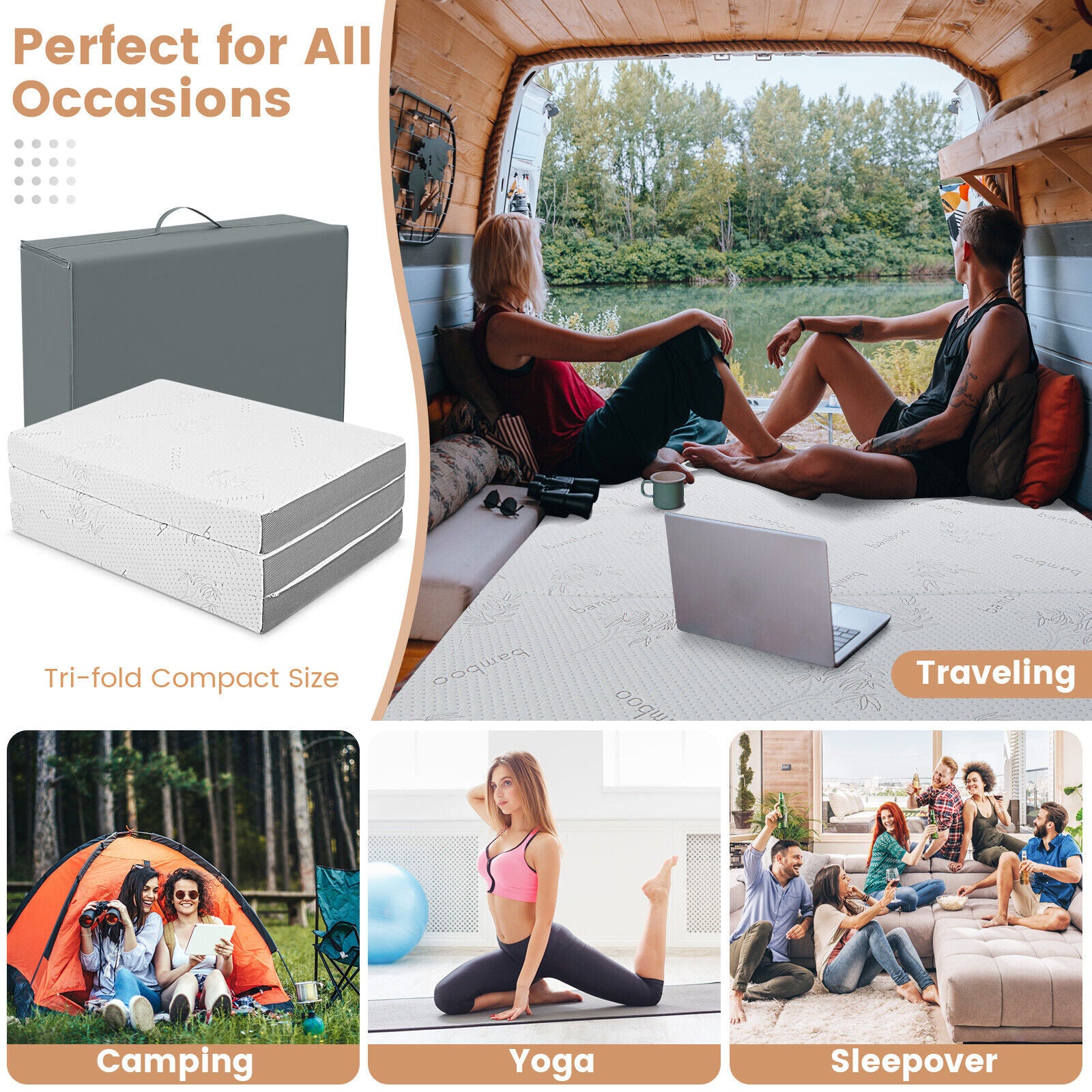 4 Inch Tri-fold Cool Gel Memory Foam Mattress-Twin XL