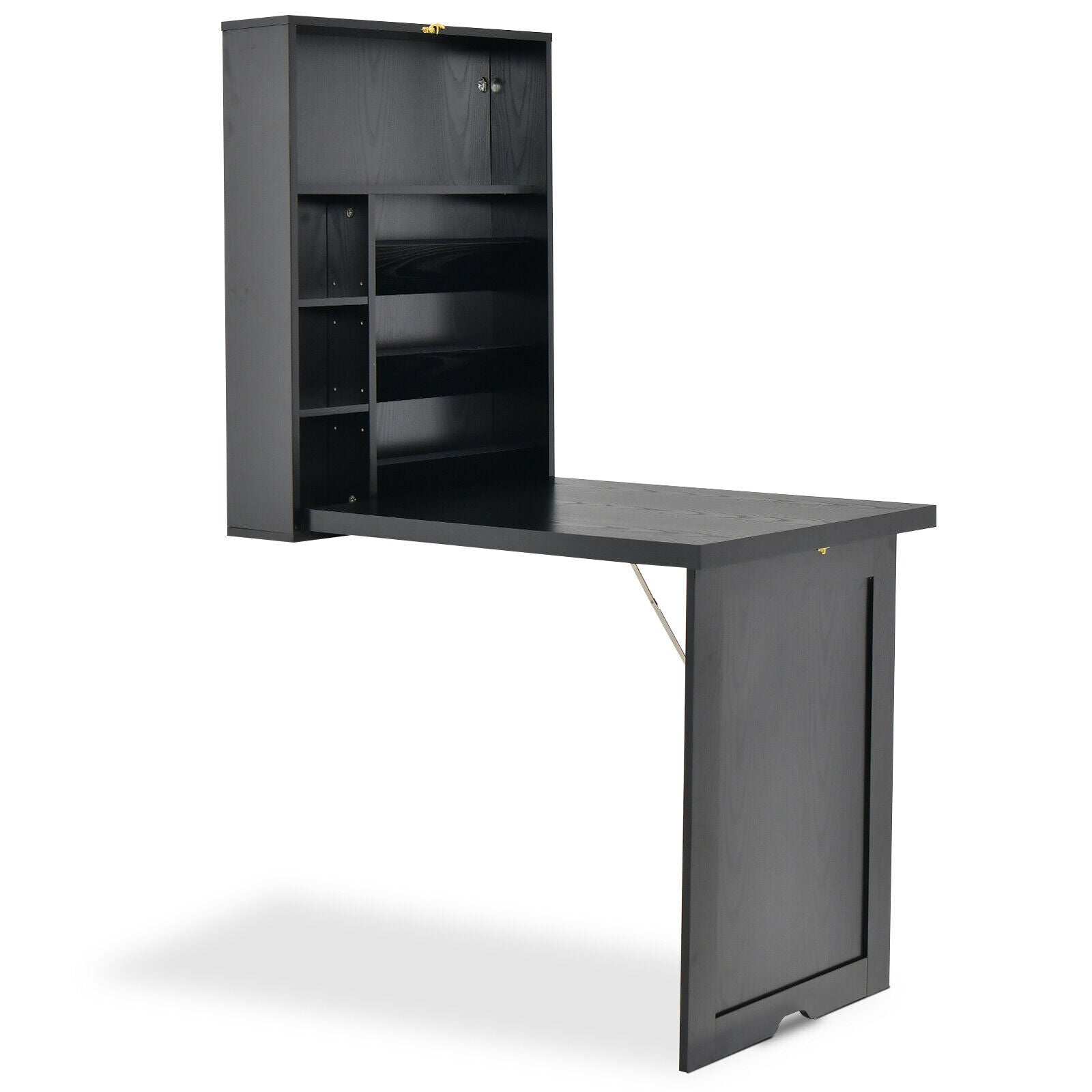 Wall Mounted Fold-Out Convertible Floating Desk Space Saver-BlackÂ