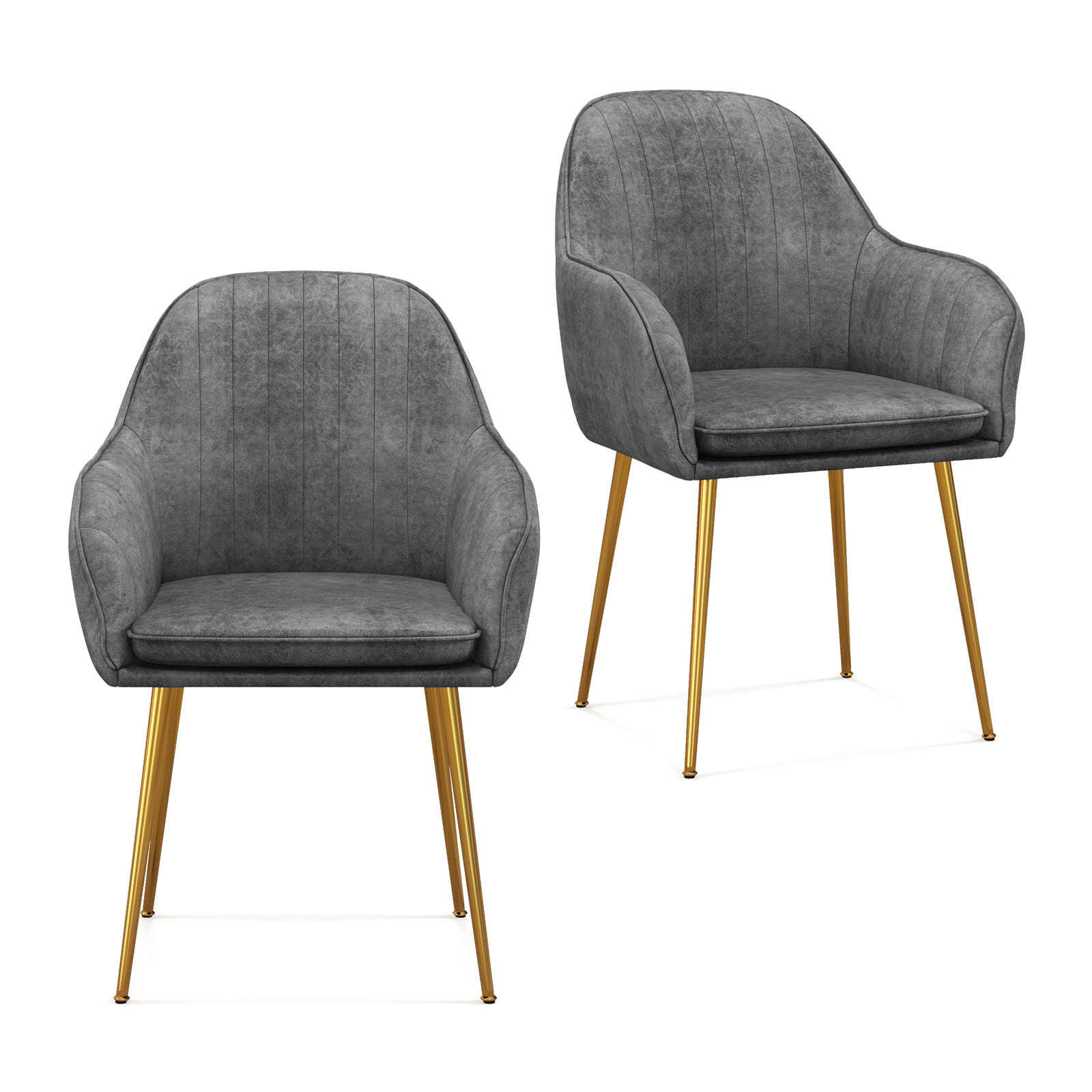 Accent Upholstered Arm Chair with Steel Gold Legs-GrayÂ