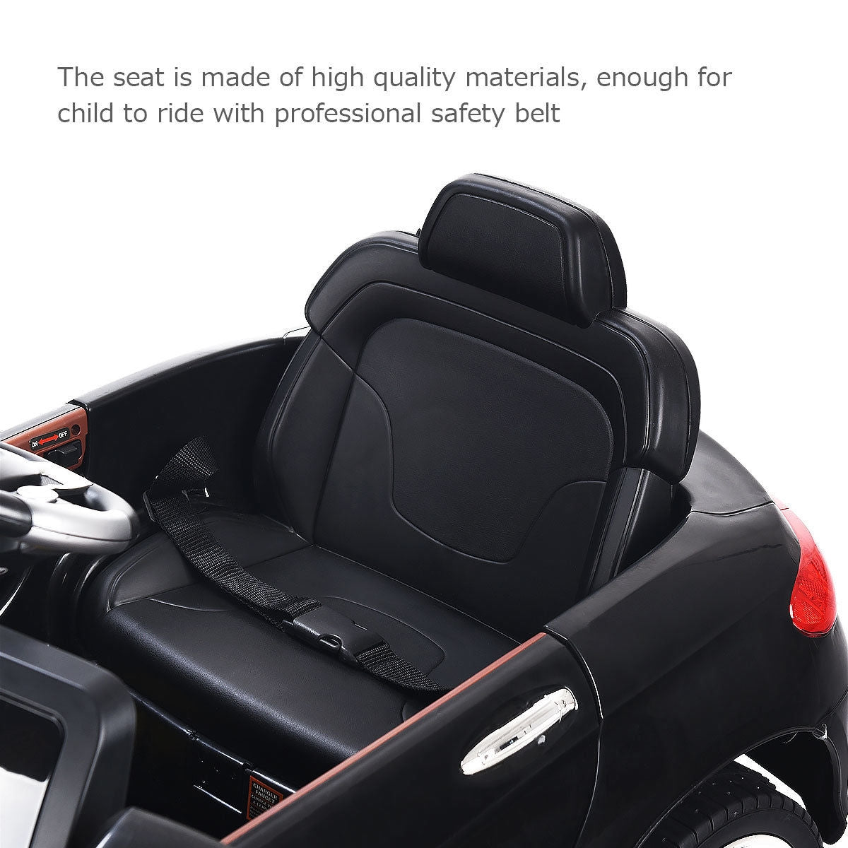 6V Kids Remote Control Battery Powered LED Lights Riding Car-BlackÂ