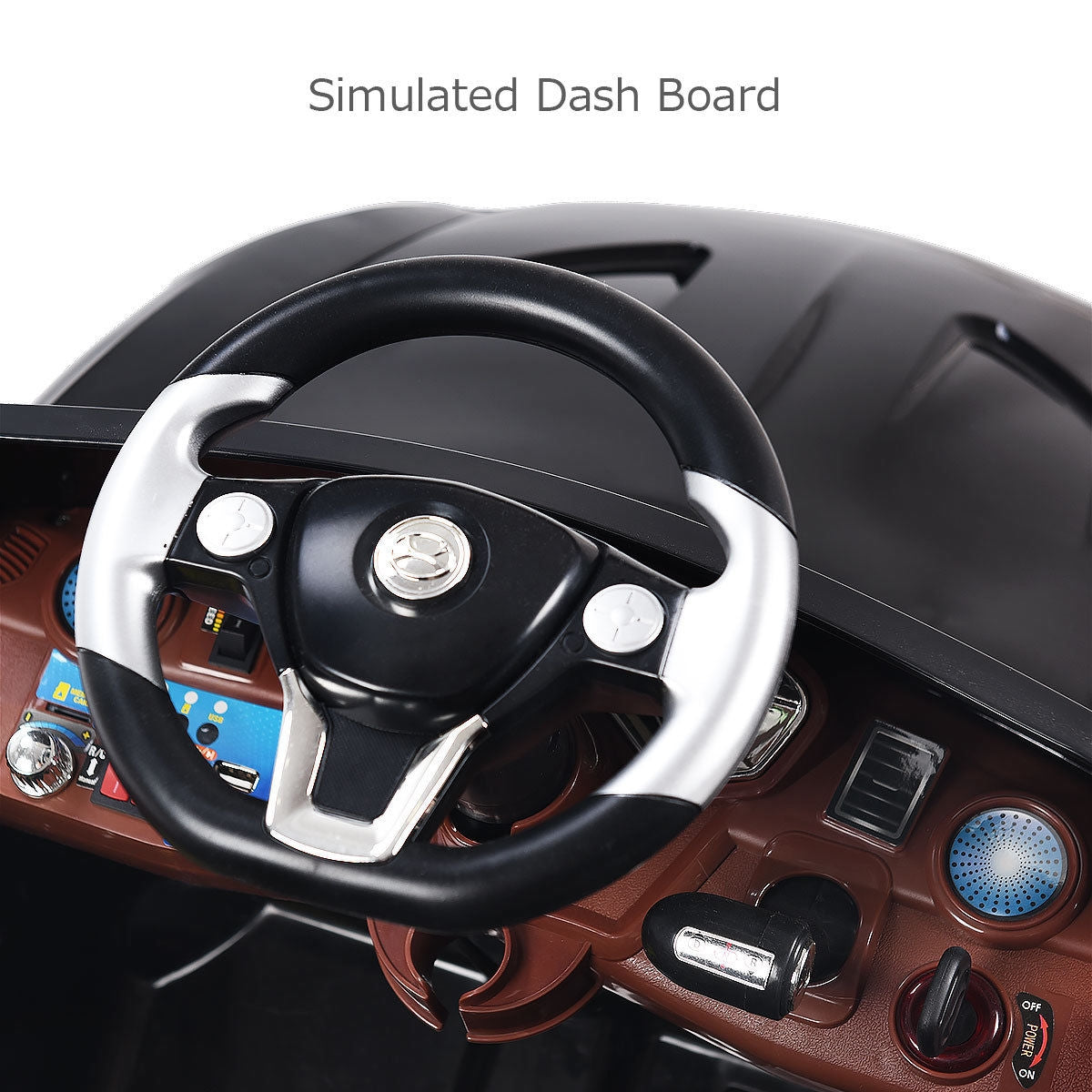 6V Kids Remote Control Battery Powered LED Lights Riding Car-BlackÂ